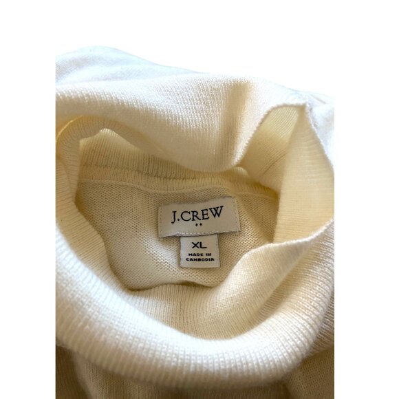 J.Crew Wool Blend Soft Ribbed Turtleneck Sweater Cream Size XL Minimalist Quiet - Picture 3 of 15
